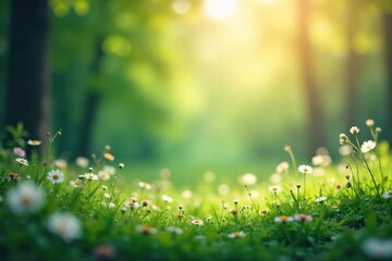 Fototapeta premium Abstract blurred nature scene, perfect for website banners or social media posts Soft light, dreamy feel, calming atmosphere Ideal for wellness, travel, or lifestyle brands , tranquil, travel, spring