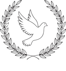 Dove of Peace in Olive Wreath Illustration