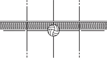 Volleyball court with net and ball vector illustration design