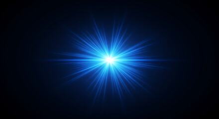 Blue Star Burst On Black Background