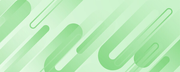 White abstract wide banner background with green geometric shapes. Minimal geometric. Modern futuristic concept. Suit for cover, business, presentation. Vector Eps10