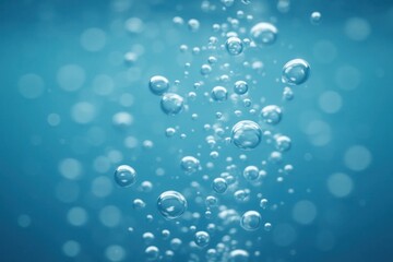 A breathtaking underwater scene unfolds with a cascade of transparent bubbles, creating an ethereal and serene atmosphere