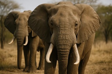 Obraz premium African Elephants in Harmony with Nature