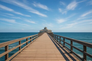Obraz premium A Pier Leads to a Peaceful Ocean Retreat