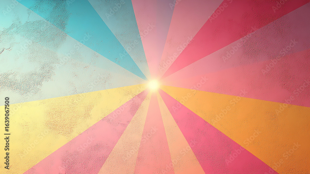 Wall mural an elegant and minimalist design with a glowing center. a graphic of colorful rays extending from a 