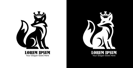 Fox logo design wearing a crown with a simple modern shape