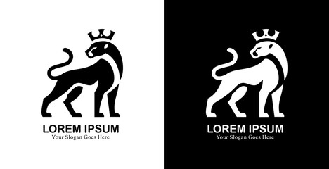 Cheetah logo design wearing a crown with a simple modern shape