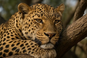 Obraz premium The Majestic Eyes of Nature's Predator Captured in a Moment of Tranquility