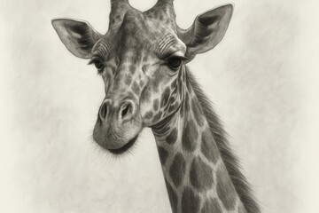 Obraz premium The Quiet Contemplation of a Giraffe in Monochrome