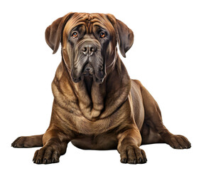 Obraz premium Portrait of a large brown mastiff dog sitting, isolated on transparent background