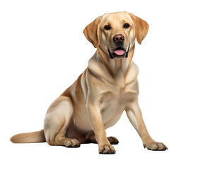 Yellow labrador retriever dog sitting on a transparent background, isolated
