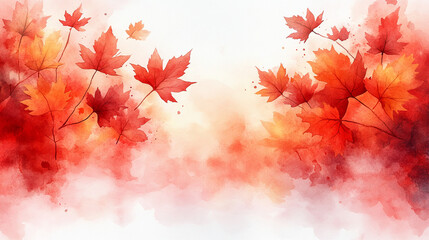 Autumn maple leaves watercolor background