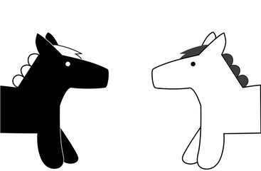 馬のモノクロイラスト