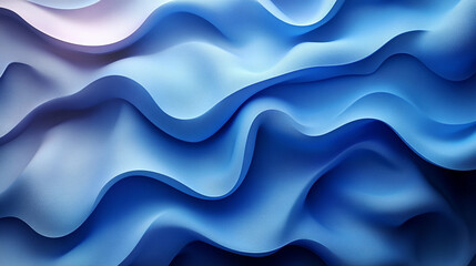Abstract 3D wavy blue fabric folds