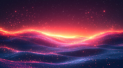Abstract digital landscape with glowing waves