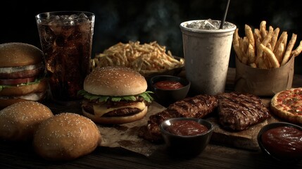 Ultimate Fast Food Feast: Burgers, Fries & More