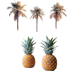 Pineapple isolated on white background tropical fruit fresh and ripe summer beach nature