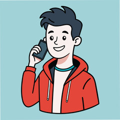 Clean line art illustration of a young person