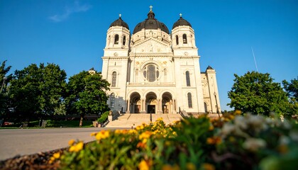 Obraz premium Exterior view of a cathedral on a sunny day.