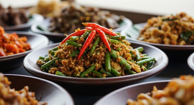 Urab Sayur, Indonesian vegetable salad, served on plate