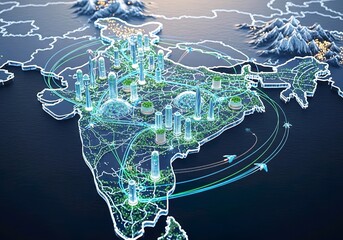 India Digital Map Smart Cities Network Connectivity Technology Future Infrastructure