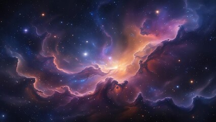 Obraz premium Vibrant Cosmic Nebula Adorned with Twinkling Stars