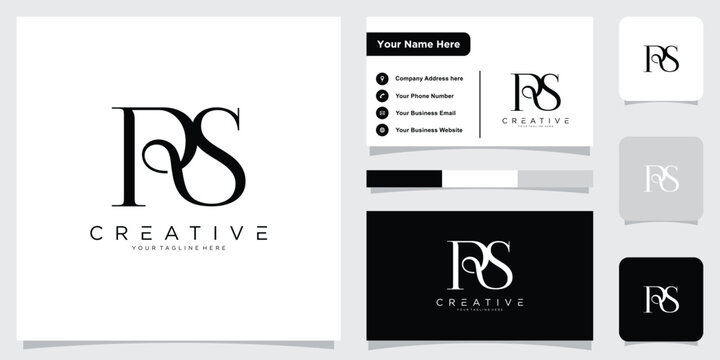 Initial RS or SR Logo Design Vector template with business card design