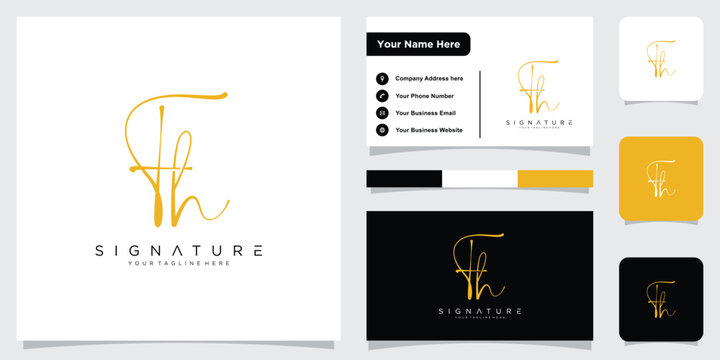 Initial FH handwriting logo vector template