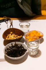 soju and snack in the Izakaya