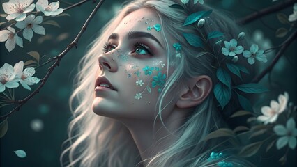 Ethereal Woman Blonde Hair Spring
