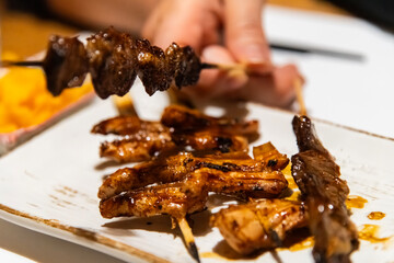 chicken skewers in the izakaya