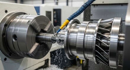 Fototapeta premium Metal Machining Lathe Cutting Steel Turbine Impeller