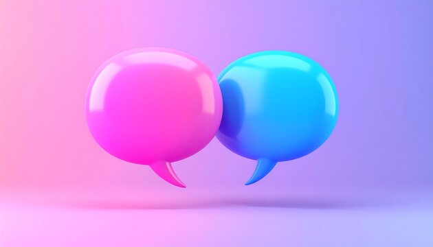 Two vibrant, glossy speech bubbles in complementary colors.