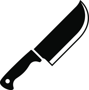 Silhouette of a black butcher knife, representing cooking, food preparation and culinary arts, suitable for icons, symbols and minimalist designs