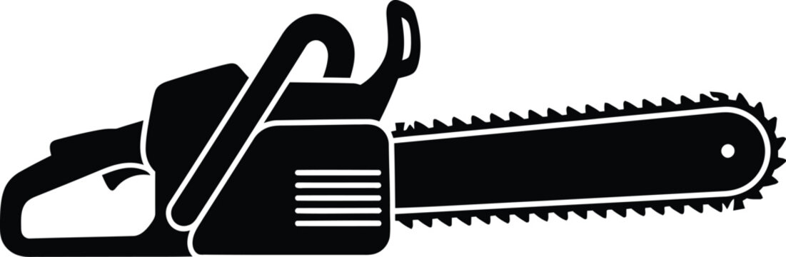black chainsaw graphic, tool for cutting wood clip art preview