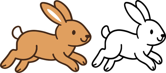 colored and uncolored rabbit animal vectors