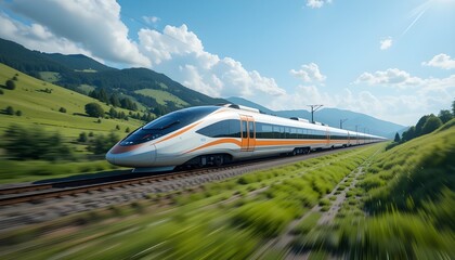 Experience speed and efficiency with a modern high speed train journey through scenic landscapes