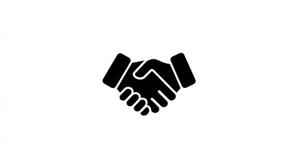 Handshake Icon, Black Silhouette for Business & Agreement Design