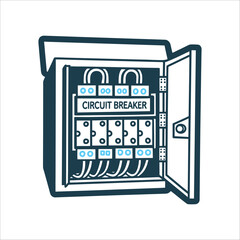 Open Circuit Breaker Panel Illustration Circuit Breaker electrical panel