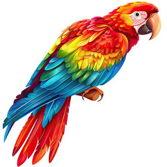 Obraz premium Vibrant Macaw Perched, Tropical Background, Wildlife Illustration