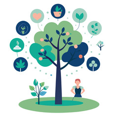 Sustainable Growth:  Tree Illustration Representing Environmental Conservation and Development