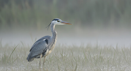 Fototapeta premium Detailed View of Heron Feathers and Beak
