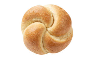 Close up view of a single kaiser roll isolated on transparent background