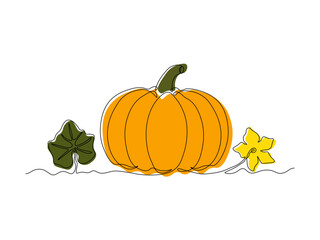 abstract pumpkin, autumn harvest,Halloween. continuous single one line art drawing sketch, logo