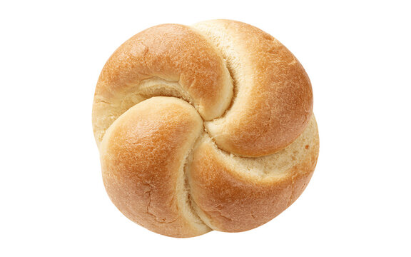 Close up view of a single kaiser roll isolated on transparent background