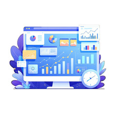 Obraz premium Computer screen displaying various data charts and graphs for business and financial analysis overview