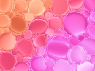 High-resolution abstract texture with pink and orange bubble-like shapes. Smooth gradients create a modern, vibrant background ideal for design, branding, and digital art projects.