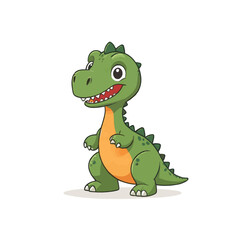 Naklejka premium Adorable Cartoon Cute Little Dinosaur Posing - Happy Baby Dino Character Vector Illustration for Kids, Prehistoric, Jurassic, and Fun Concepts