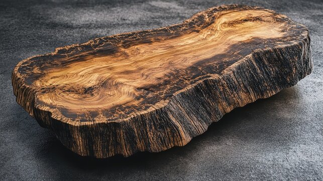 The warmth of aged oak A live edge slab showcasing time s artistry and the rustic beauty with smooth grain texture on a