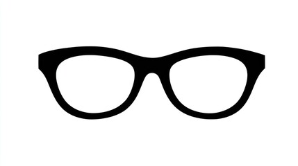 Fototapeta premium Stylized black eye glasses icon against a white background, simple and clean design
